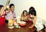 Daniela aged 2 blowing her birthday cake... (Ramon, myself, Shirley, sharon, Daniela)