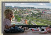 ViewFromHotelRoomWindowMiranda * Miranda enjoying the view of Vilnius from our hotel room window. * 3264 x 2176 * (1.09MB)